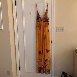 Bad apple Orange floral print maxi dress